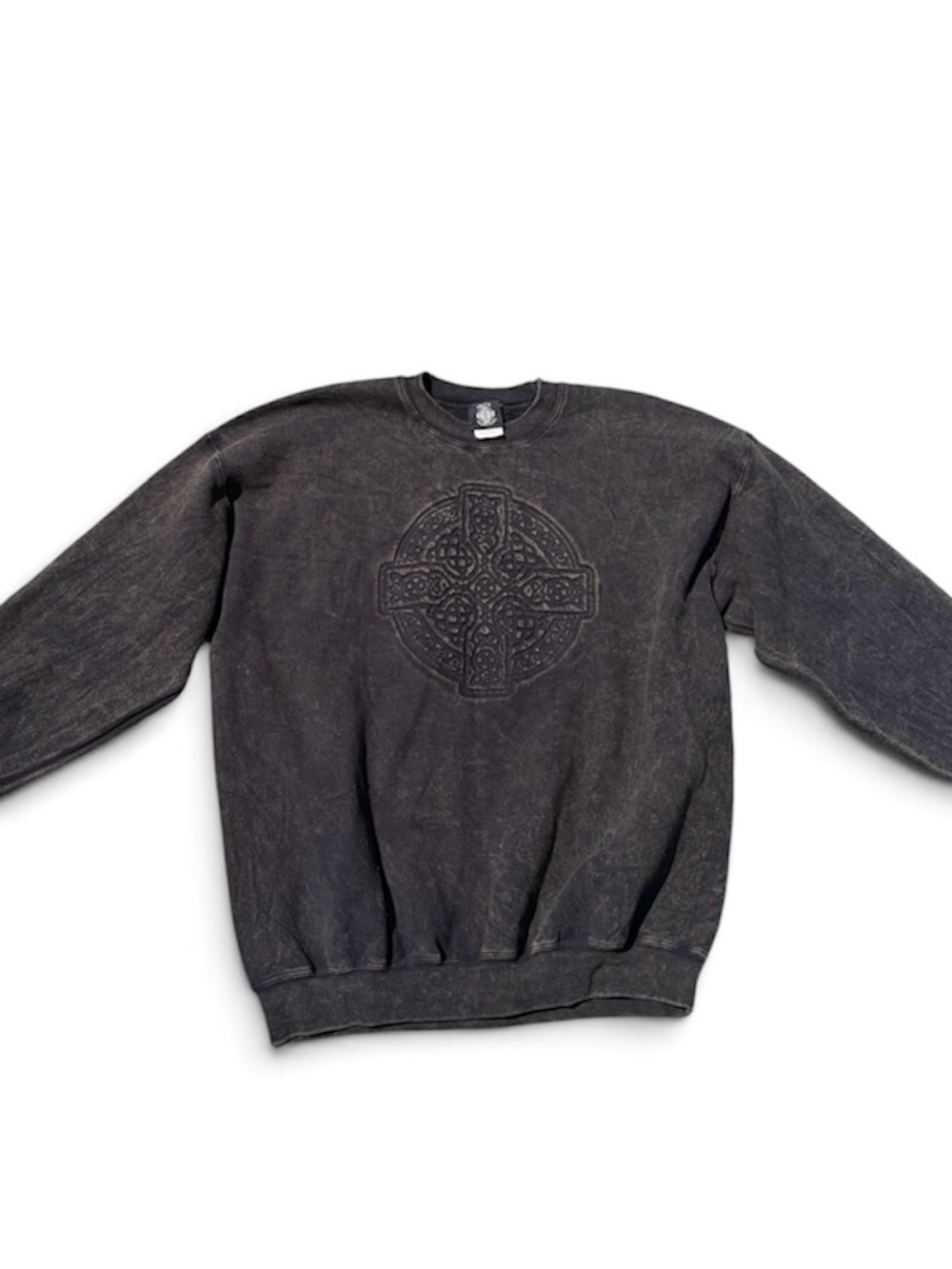 Vintage Celtic Cross Crewneck Sweatshirt XL Mineral Wash Oversized EUC - Picture 1 of 4